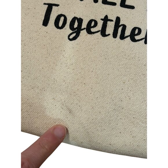 NWD Time Tru We Are All In This Together Canvas Beige Tote Bag Rainbow Positive - Picture 2 of 10